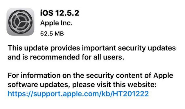 黎安镇苹果手机维修分享iOS12.5.2发布，建议所有老苹果用户安装 